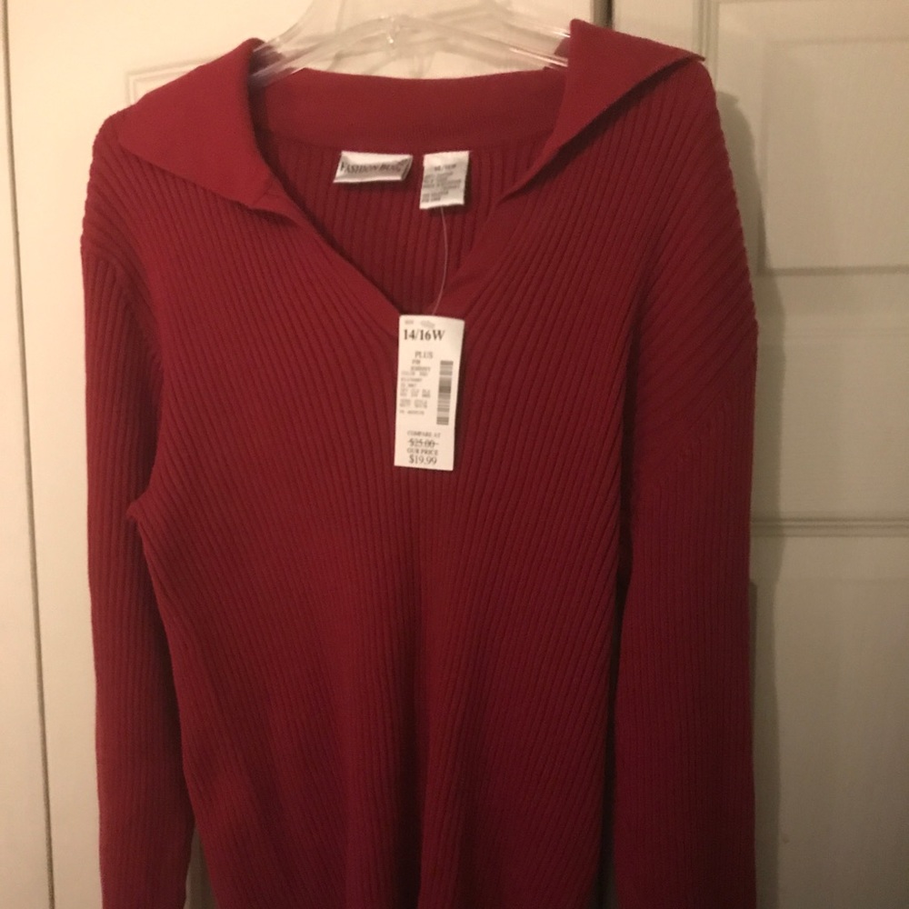 NWT Fashion Bug red ribbed sweater!  Size 14/16